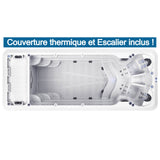 Spa de nage mono zone CALVI de la marque ZigZag SPA avec plage de bronzage