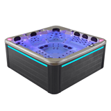 Vue du Spa Jacuzzi Bora-Bora 6 places GRIS avec Led Bleu de la marque ZigZag SPA