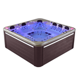 Vue du Spa Jacuzzi Bora-Bora 6 places MARRON avec Led Blanche de la marque ZigZag SPA