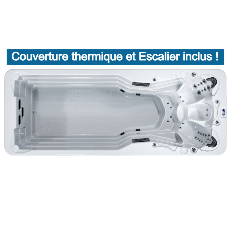Spa de nage Mono zone EVISA de la marque ZigZag SPA avec 5.8m de longueur