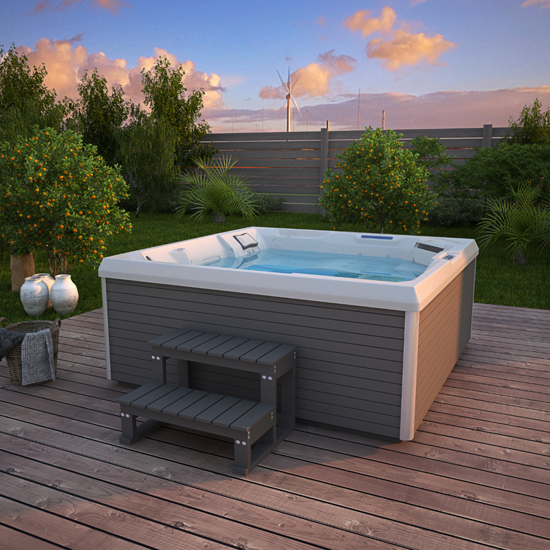 Spa ZEN5 présenté sur une terrasse 
